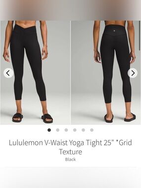 Lululemon V-Waist Yoga Tight 25” Grid Texture Black Size 6